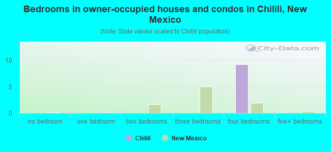Bedrooms in owner-occupied houses and condos in Chilili, New Mexico