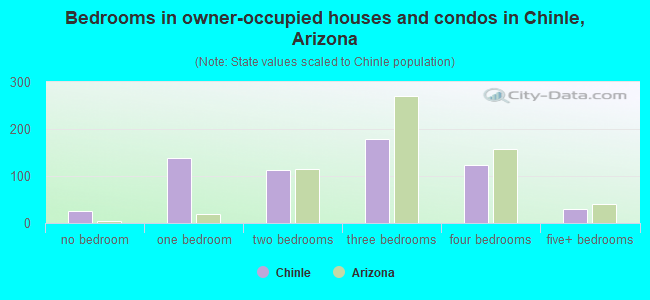Bedrooms in owner-occupied houses and condos in Chinle, Arizona