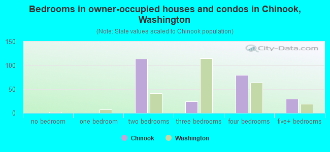 Bedrooms in owner-occupied houses and condos in Chinook, Washington