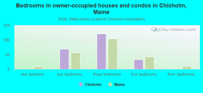 Bedrooms in owner-occupied houses and condos in Chisholm, Maine