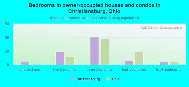 Bedrooms in owner-occupied houses and condos in Christiansburg, Ohio