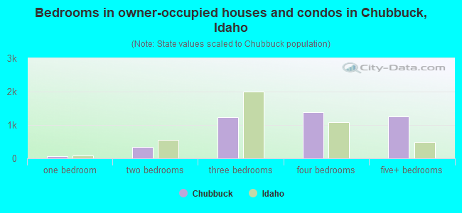 Bedrooms in owner-occupied houses and condos in Chubbuck, Idaho
