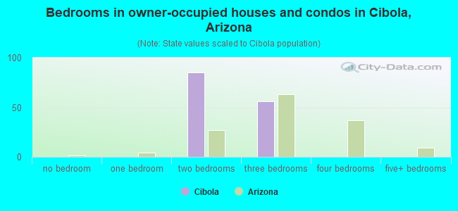 Bedrooms in owner-occupied houses and condos in Cibola, Arizona