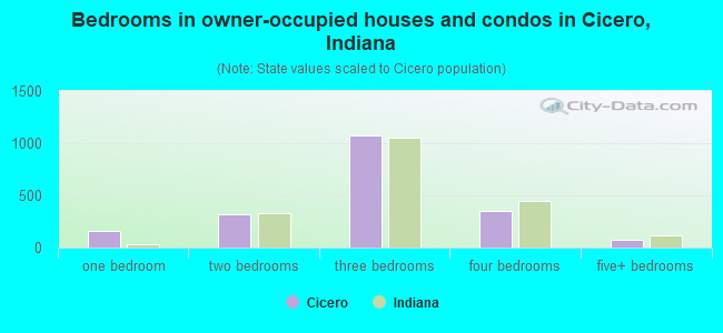 Bedrooms in owner-occupied houses and condos in Cicero, Indiana