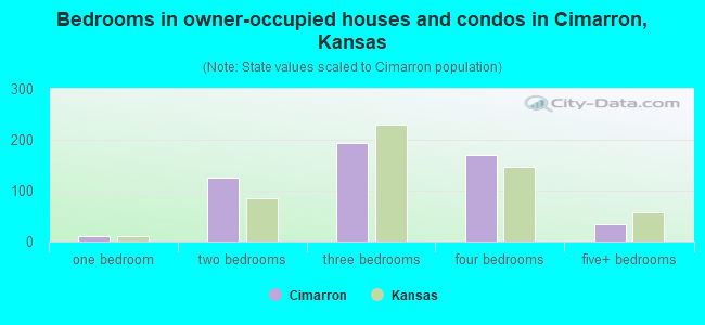 Bedrooms in owner-occupied houses and condos in Cimarron, Kansas