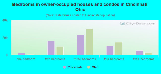 Bedrooms in owner-occupied houses and condos in Cincinnati, Ohio