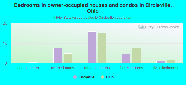 Bedrooms in owner-occupied houses and condos in Circleville, Ohio