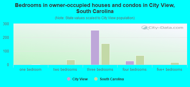 Bedrooms in owner-occupied houses and condos in City View, South Carolina