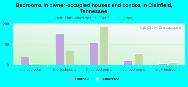 Bedrooms in owner-occupied houses and condos in Clairfield, Tennessee