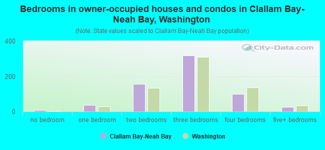Bedrooms in owner-occupied houses and condos in Clallam Bay-Neah Bay, Washington