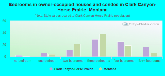 Bedrooms in owner-occupied houses and condos in Clark Canyon-Horse Prairie, Montana
