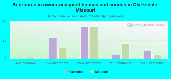 Bedrooms in owner-occupied houses and condos in Clarksdale, Missouri