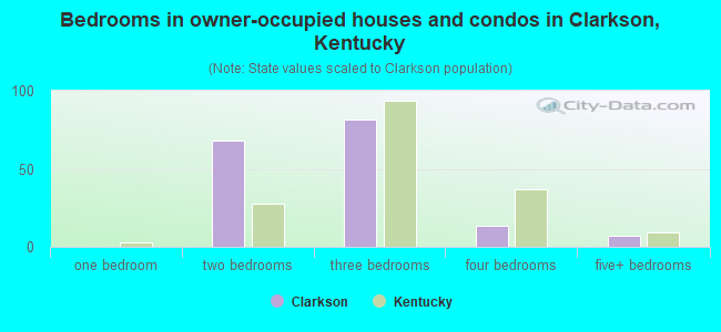 Bedrooms in owner-occupied houses and condos in Clarkson, Kentucky