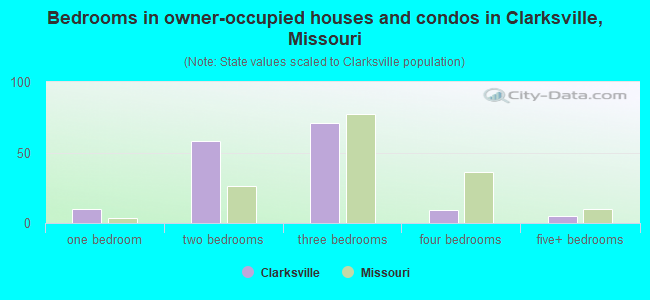 Bedrooms in owner-occupied houses and condos in Clarksville, Missouri