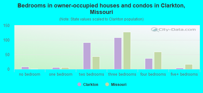 Bedrooms in owner-occupied houses and condos in Clarkton, Missouri