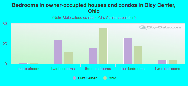 Bedrooms in owner-occupied houses and condos in Clay Center, Ohio