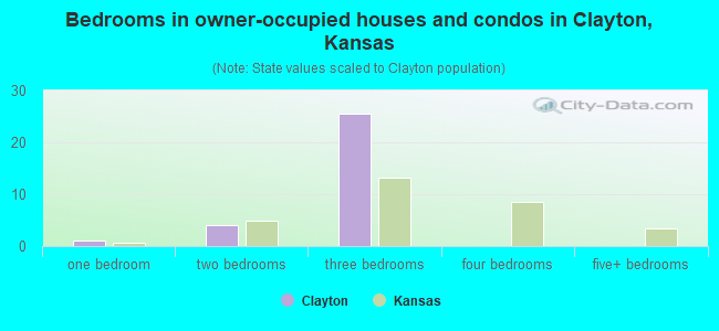 Bedrooms in owner-occupied houses and condos in Clayton, Kansas