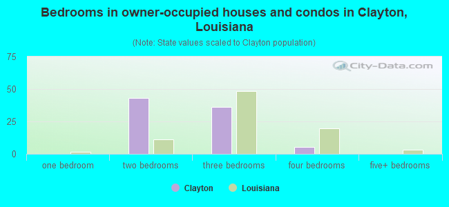 Bedrooms in owner-occupied houses and condos in Clayton, Louisiana