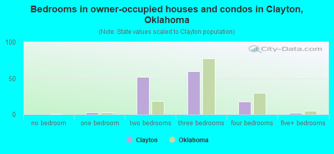 Bedrooms in owner-occupied houses and condos in Clayton, Oklahoma