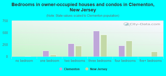 Bedrooms in owner-occupied houses and condos in Clementon, New Jersey