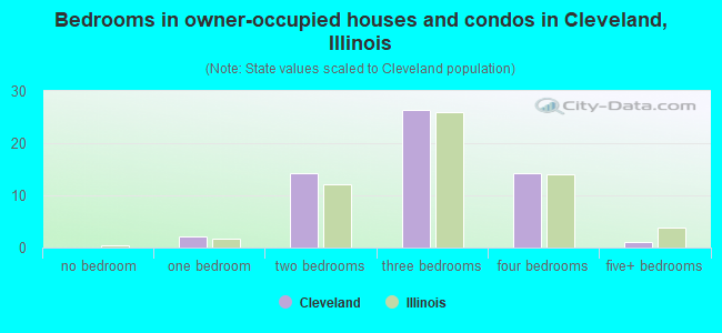 Bedrooms in owner-occupied houses and condos in Cleveland, Illinois