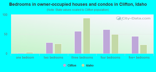 Bedrooms in owner-occupied houses and condos in Clifton, Idaho