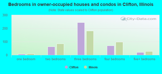 Bedrooms in owner-occupied houses and condos in Clifton, Illinois