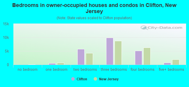 Bedrooms in owner-occupied houses and condos in Clifton, New Jersey