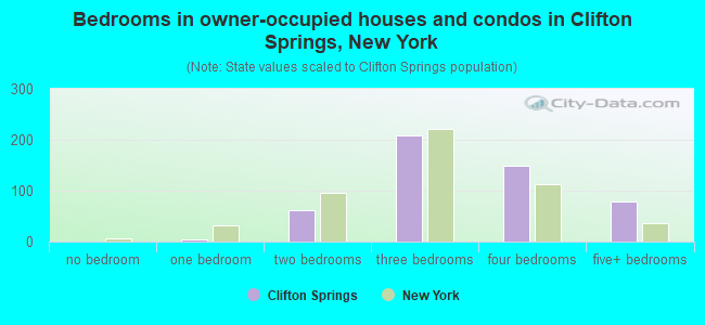 Bedrooms in owner-occupied houses and condos in Clifton Springs, New York