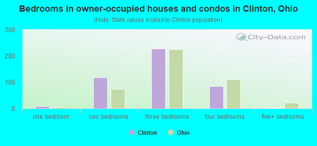 Bedrooms in owner-occupied houses and condos in Clinton, Ohio