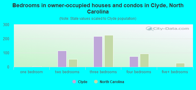 Bedrooms in owner-occupied houses and condos in Clyde, North Carolina