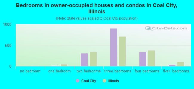 Bedrooms in owner-occupied houses and condos in Coal City, Illinois