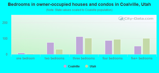 Bedrooms in owner-occupied houses and condos in Coalville, Utah