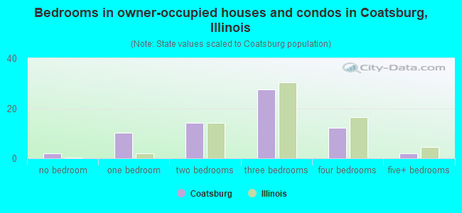 Bedrooms in owner-occupied houses and condos in Coatsburg, Illinois