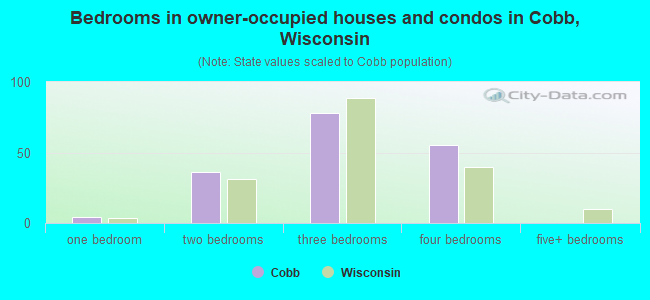 Bedrooms in owner-occupied houses and condos in Cobb, Wisconsin