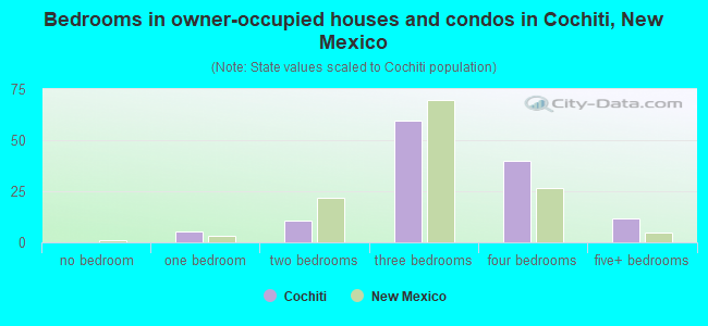 Bedrooms in owner-occupied houses and condos in Cochiti, New Mexico