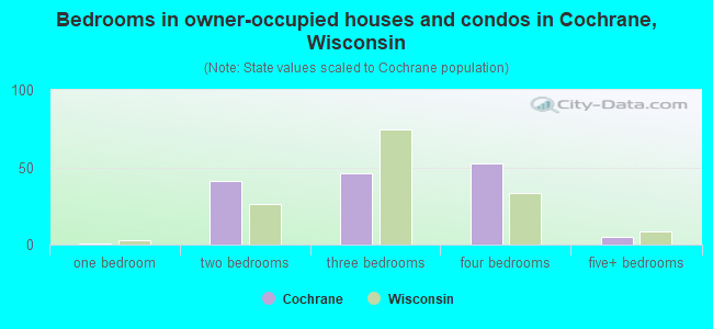 Bedrooms in owner-occupied houses and condos in Cochrane, Wisconsin