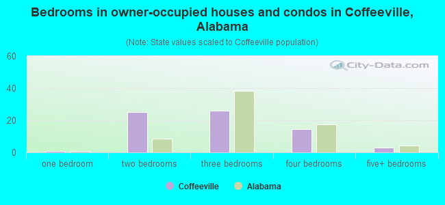 Bedrooms in owner-occupied houses and condos in Coffeeville, Alabama