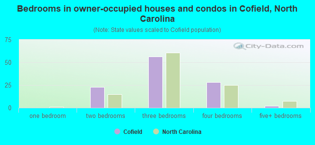 Bedrooms in owner-occupied houses and condos in Cofield, North Carolina