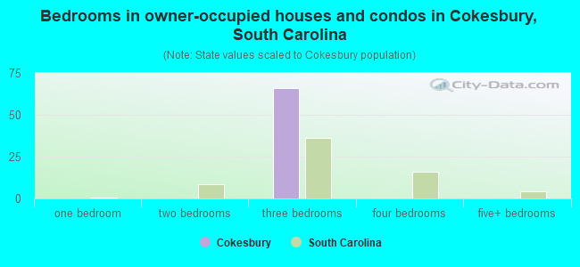 Bedrooms in owner-occupied houses and condos in Cokesbury, South Carolina