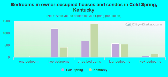 Bedrooms in owner-occupied houses and condos in Cold Spring, Kentucky