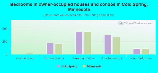 Bedrooms in owner-occupied houses and condos in Cold Spring, Minnesota