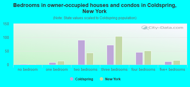 Bedrooms in owner-occupied houses and condos in Coldspring, New York
