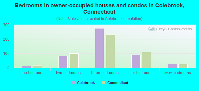 Bedrooms in owner-occupied houses and condos in Colebrook, Connecticut