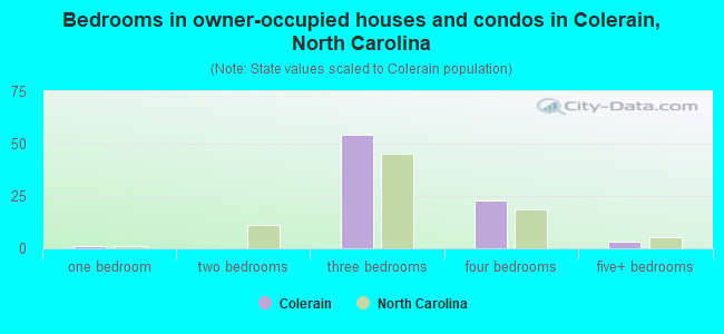 Bedrooms in owner-occupied houses and condos in Colerain, North Carolina