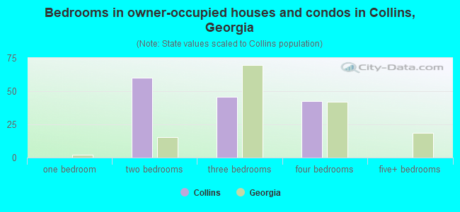 Bedrooms in owner-occupied houses and condos in Collins, Georgia