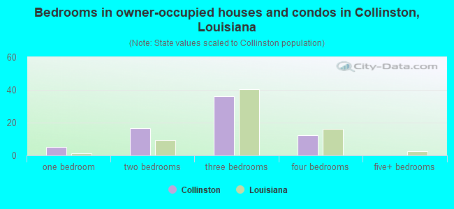 Bedrooms in owner-occupied houses and condos in Collinston, Louisiana