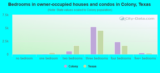Bedrooms in owner-occupied houses and condos in Colony, Texas
