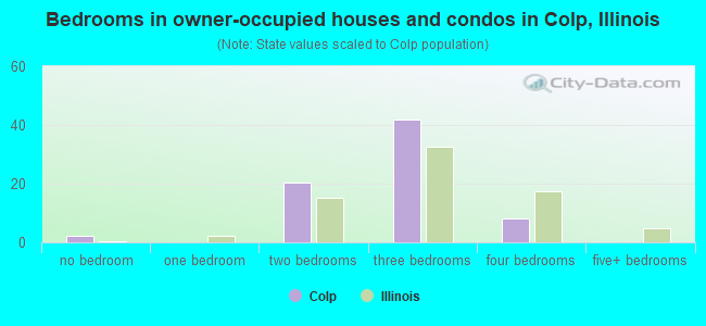 Bedrooms in owner-occupied houses and condos in Colp, Illinois