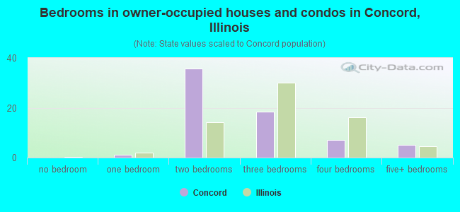 Bedrooms in owner-occupied houses and condos in Concord, Illinois